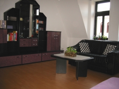 Wohnzimmerschrank und Ledercouch